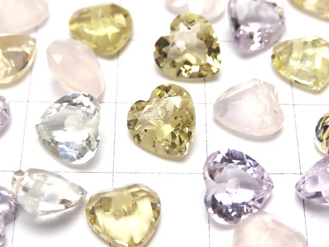 【動画】宝石質いろんな天然石AAA　ハートシェイプカット　8×8mm　10粒・1連（ブレス）