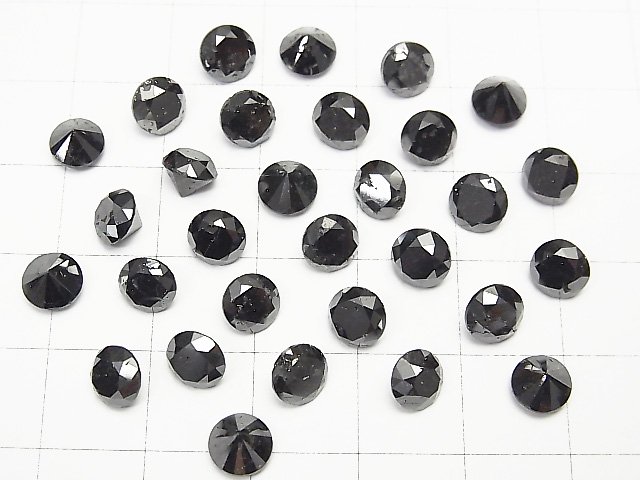ブラックダイヤモンド 穴なしラウンドファセットカット6×6mm 1粒｜天然石ビーズの卸問屋・通販ケンケンジェムズ