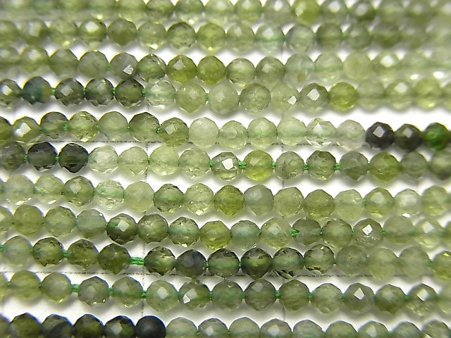 【動画】【素晴らしい輝き】宝石質グリーントルマリンAAA-　極小ラウンドカット2mm　1連（約32cm）