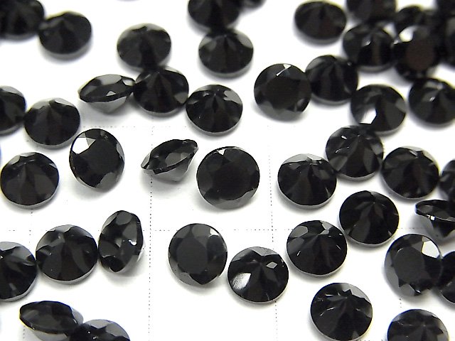 宝石質ブラックスピネルAAA ルース ラウンドファセットカット5×5mm 5粒