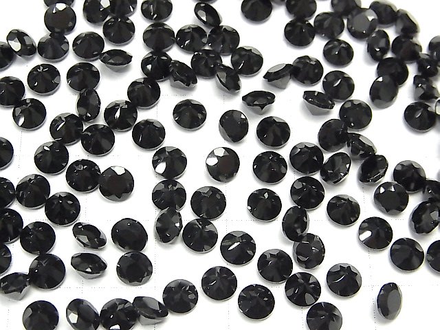 宝石質ブラックスピネルAAA ルース ラウンドファセットカット5×5mm 5粒