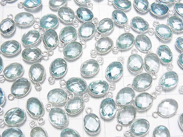 【動画】宝石質スカイブルートパーズAAA- 枠留めオーバルカット9×7mm SILVER925 4個 サムネイル3