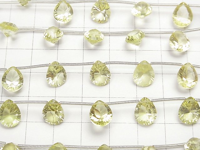 動画】宝石質レモンクォーツAAA ペアシェイプ コンケーブカット10×8mm 