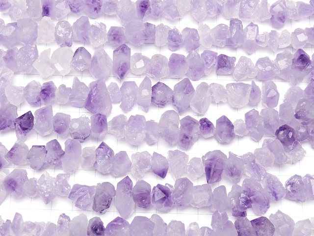 アメジスト（紫水晶） ポイント ラフロックタンブル クレオ穴 1連（約 