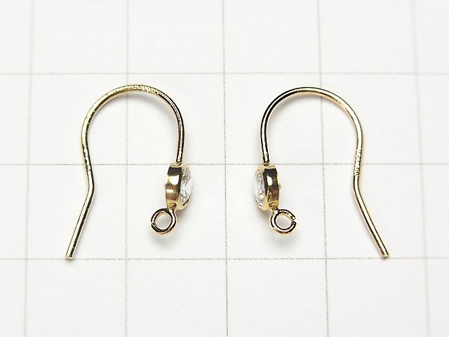 14KGF ピアスフック（ＣＺ付き）18×12mm 【クリア】 1ペア - 天然石ビーズ・パワーストーンの卸問屋・通販｜ケンケンジェムズ ドットコム