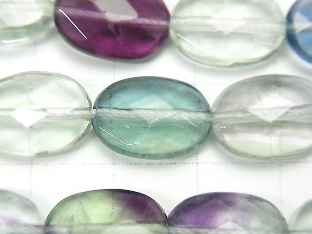 フローライト （マルチカラー） オーバルカット14×10×5mm 1連｜天然石 
